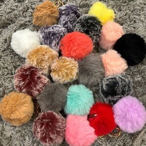 22 key chain pom poms